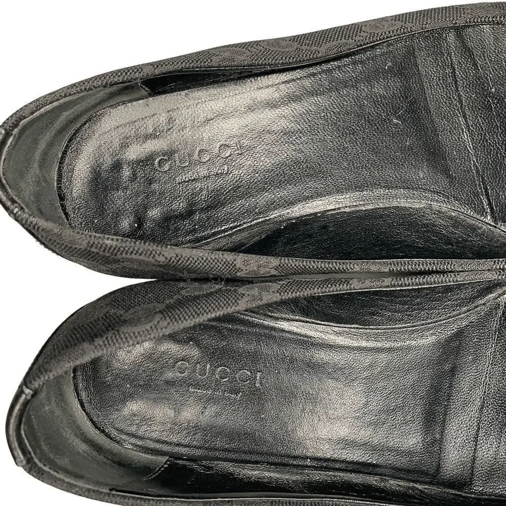 Gucci Guccissima Black Ballet Flat EU 37.5 US 7.5 Slip On Cap Toe Ballerina Shoe - Picture 9 of 11